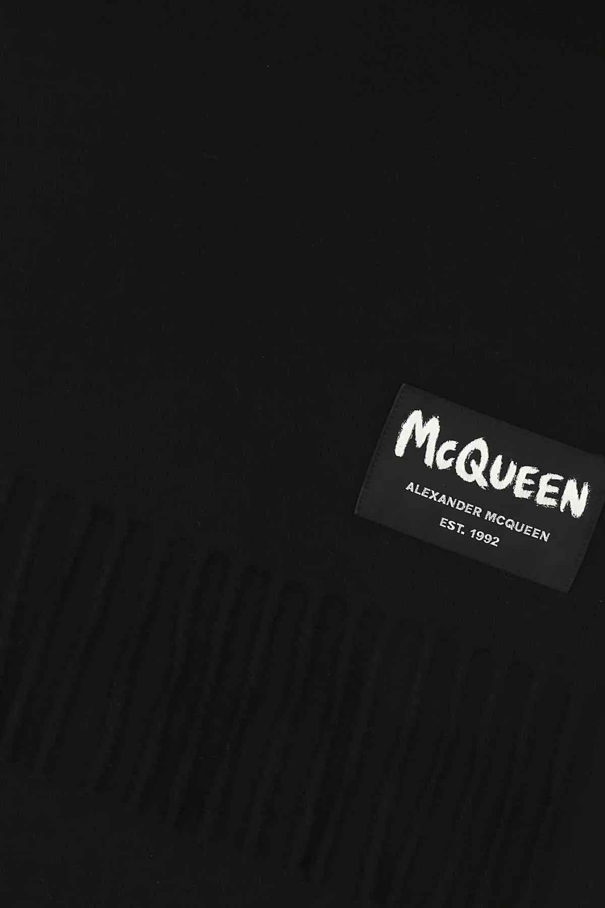 Alexander McQueen Graffiti Logo Fringed Scarf