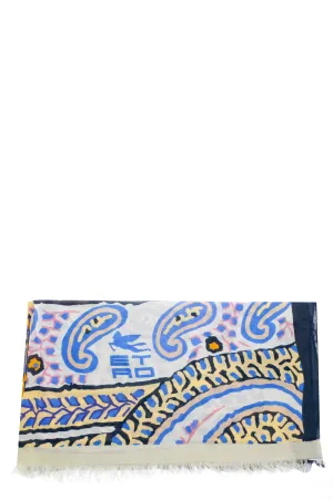 Etro Graphic Print Frayed Edge Scarf