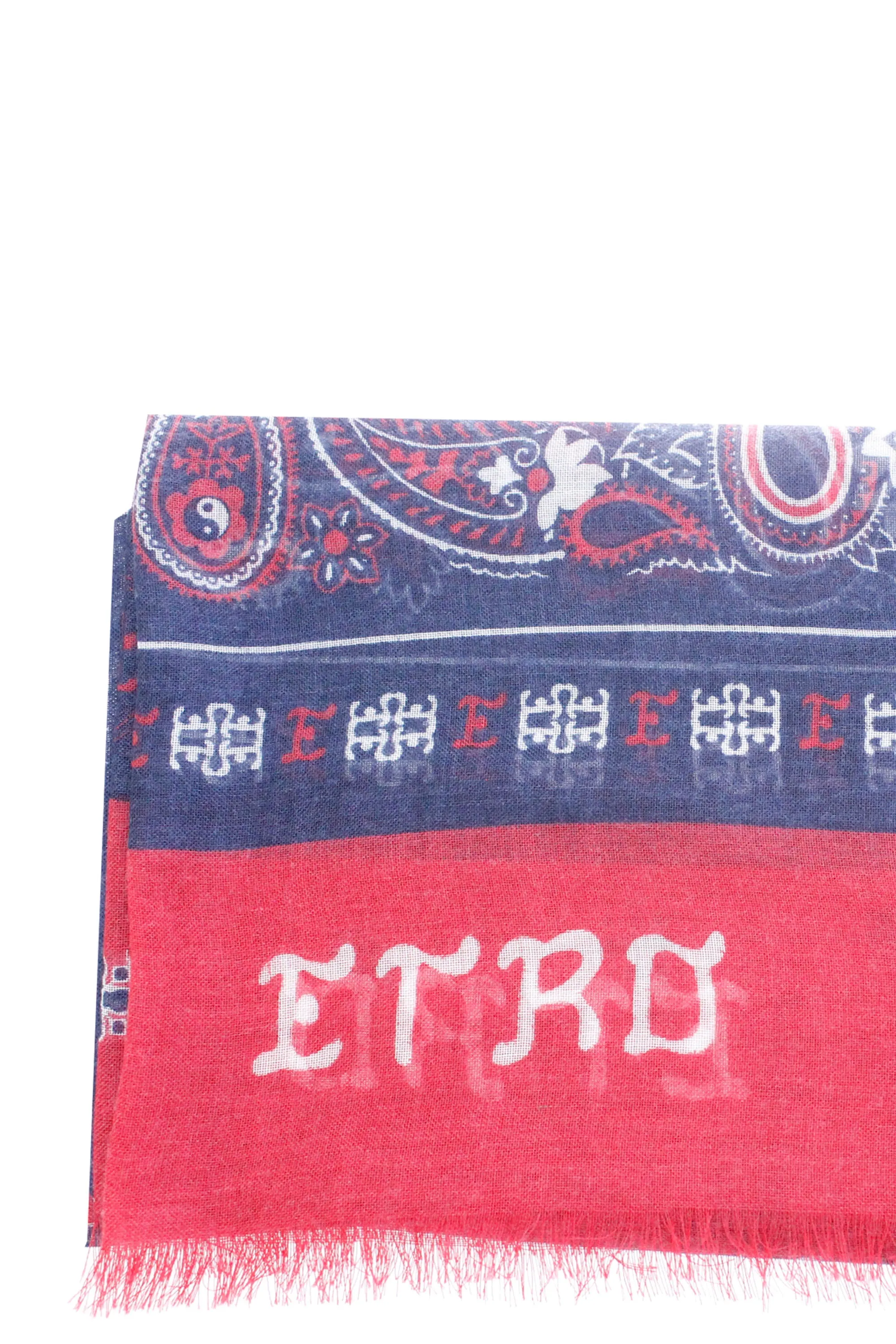 Etro Logo Print Frayed Edge Scarf