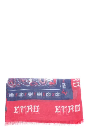 Etro Logo Print Frayed Edge Scarf