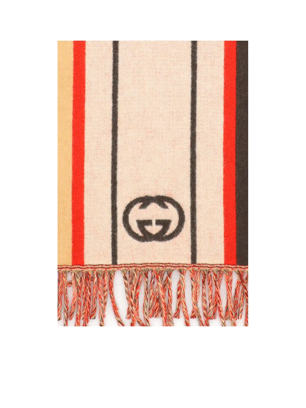 Gucci Interlocking G Striped Fringed Edge Scarf