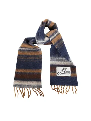 Marni Logo Patch Fringed Scarf