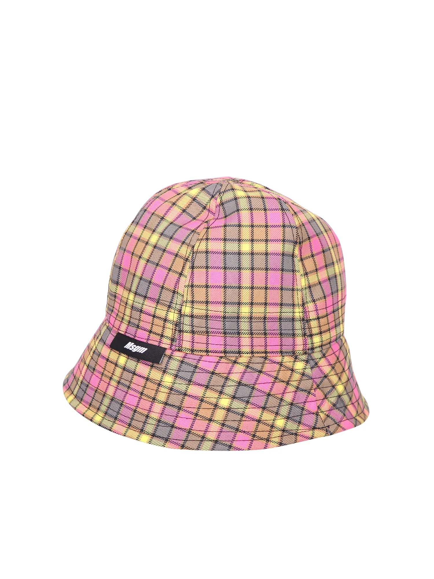 MSGM Logo Patch Tartan Print Bucket Hat