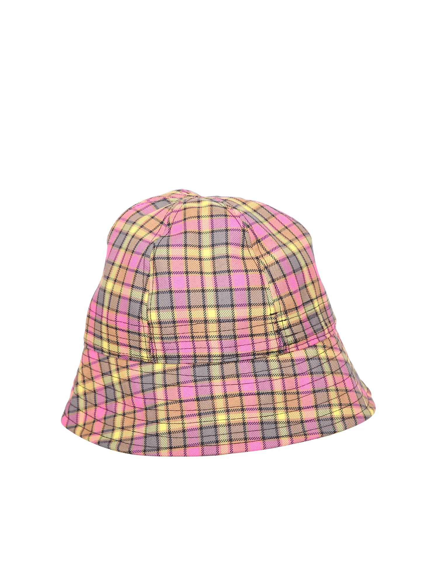 MSGM Logo Patch Tartan Print Bucket Hat