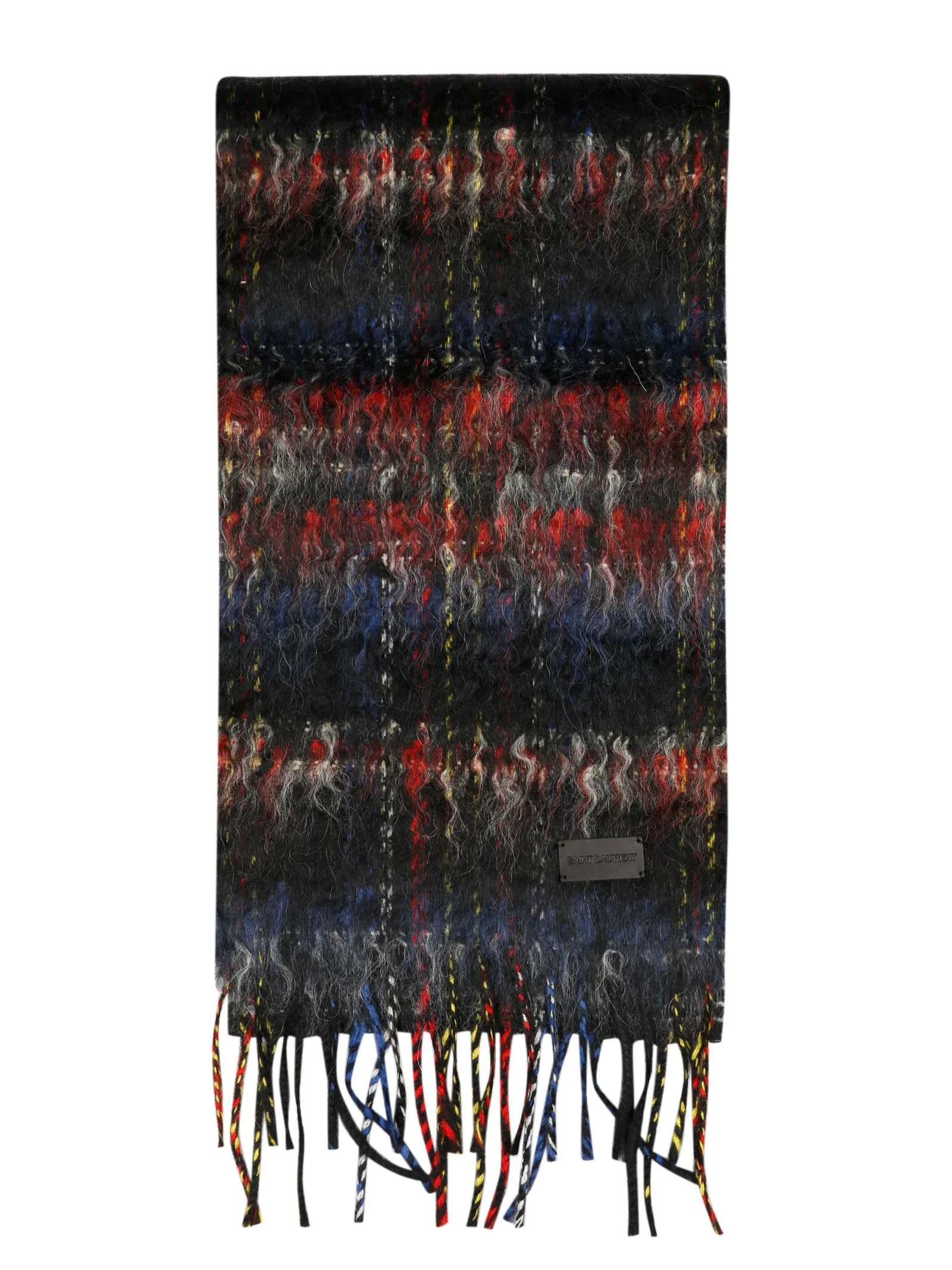 Saint Laurent Checked Fringed Scarf
