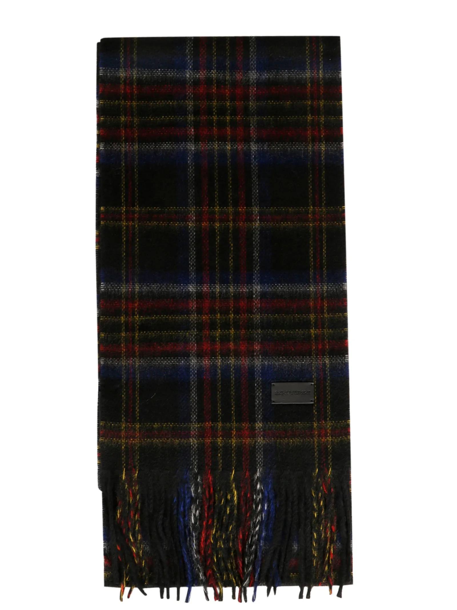 Saint Laurent Checked Fringed Scarf