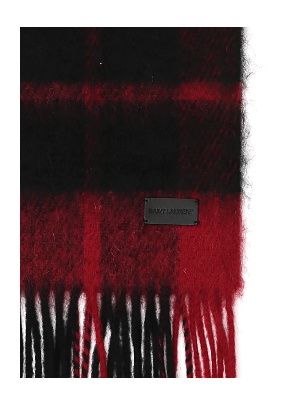 Saint Laurent Plaid Fringed Scarf