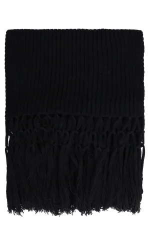 Saint Laurent Rib-Knit Fringed Scarf