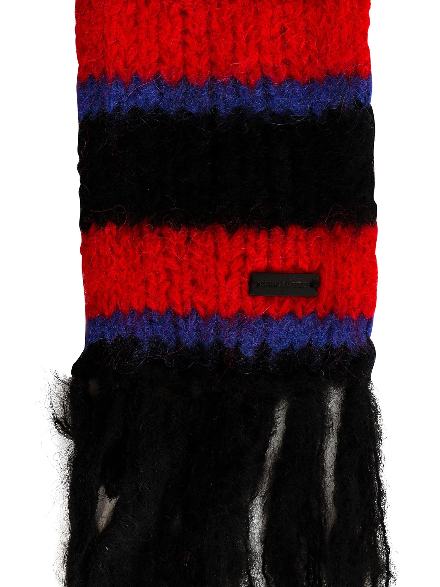 Saint Laurent Stripe Detail Fringed Scarf