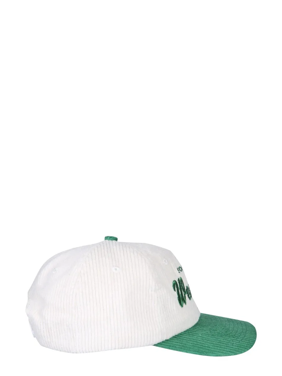 Sporty & Rich Logo Embroidered Flat Peak Cap