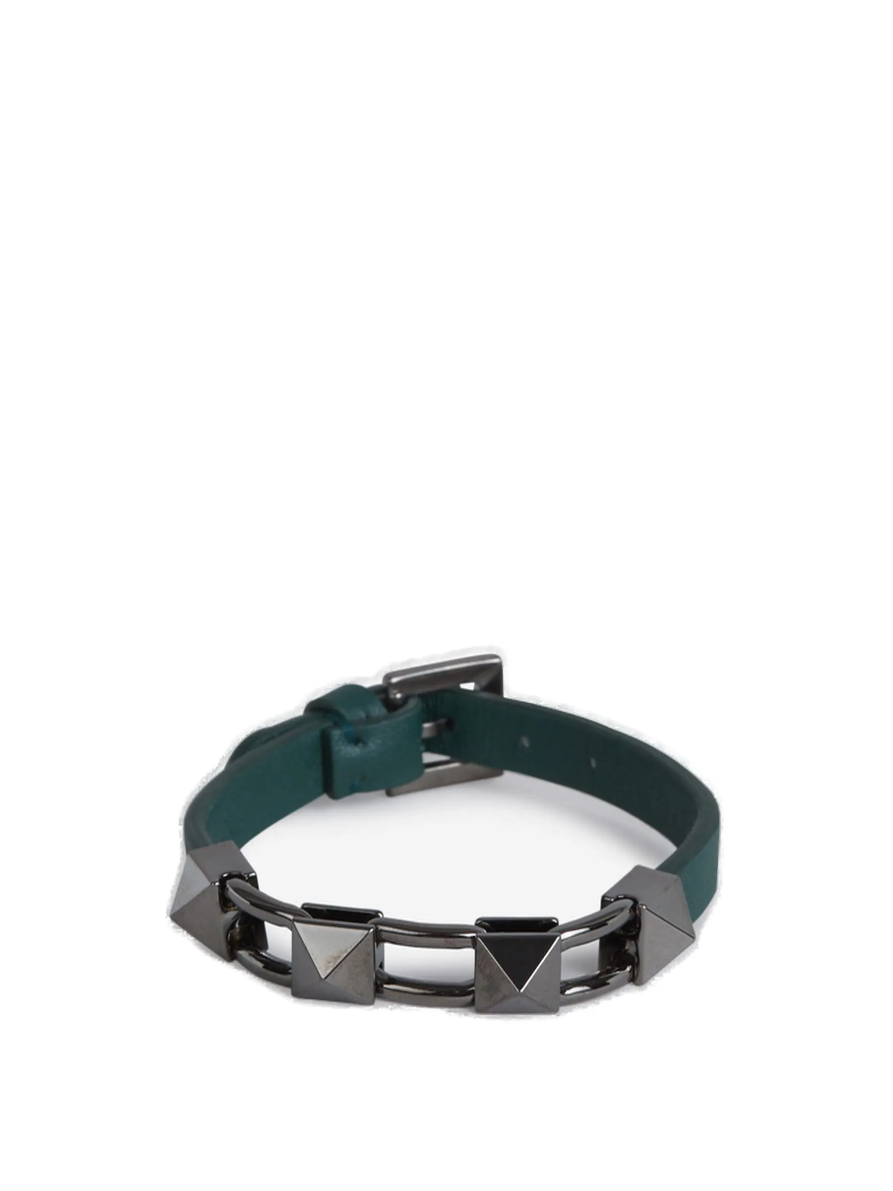 Valentino Rockstud Buckle Leather Bracelet