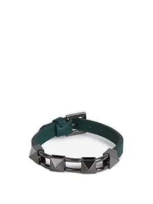 Valentino Rockstud Buckle Leather Bracelet