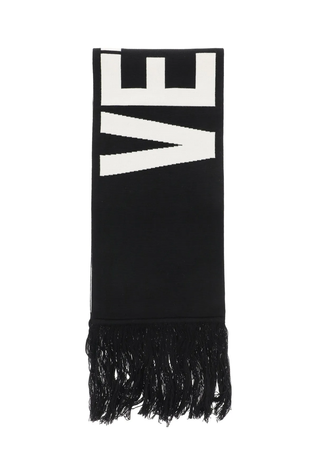Vetements Logo Intarsia-Knit Fringed Scarf