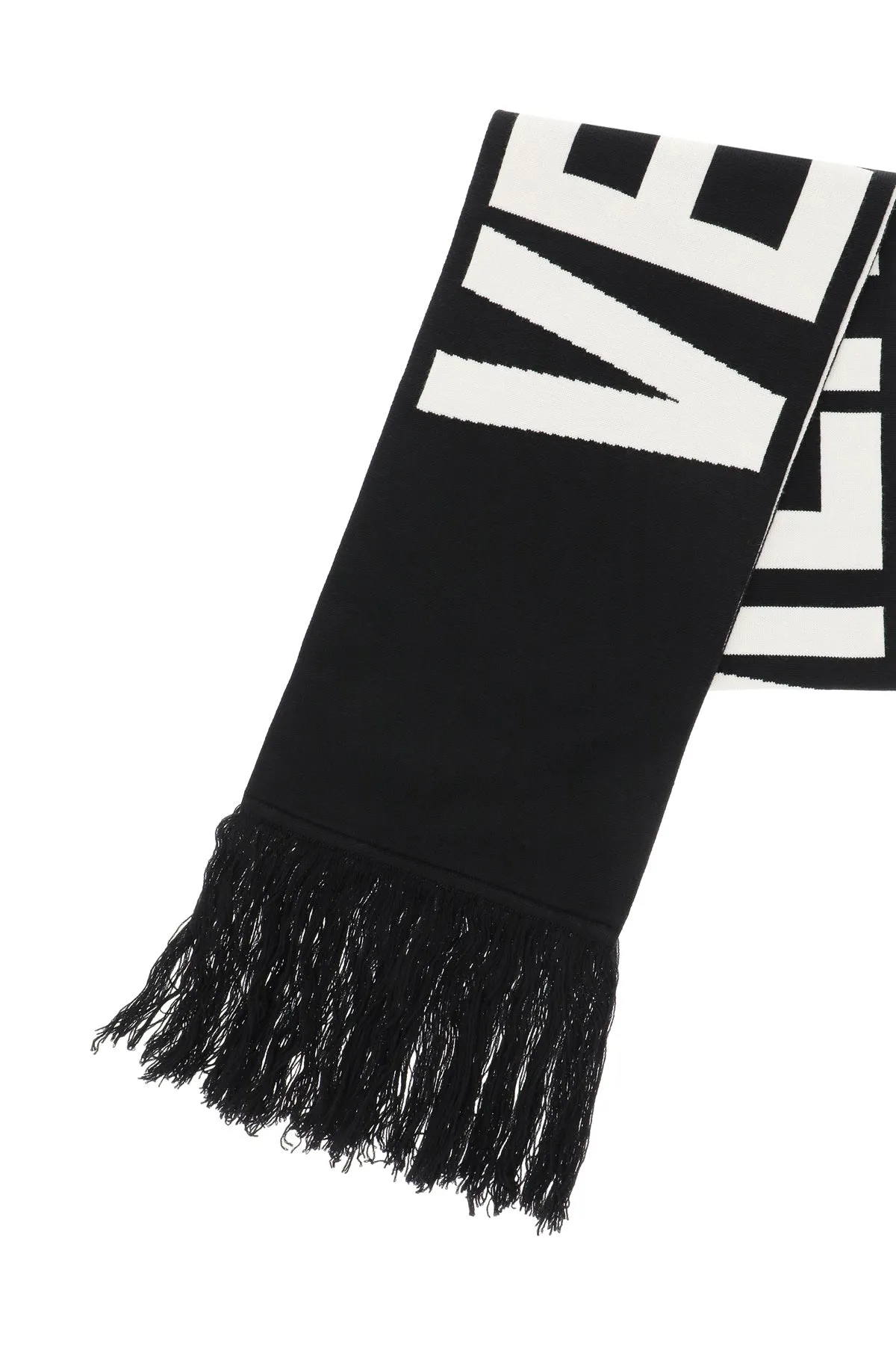 Vetements Logo Intarsia-Knit Fringed Scarf
