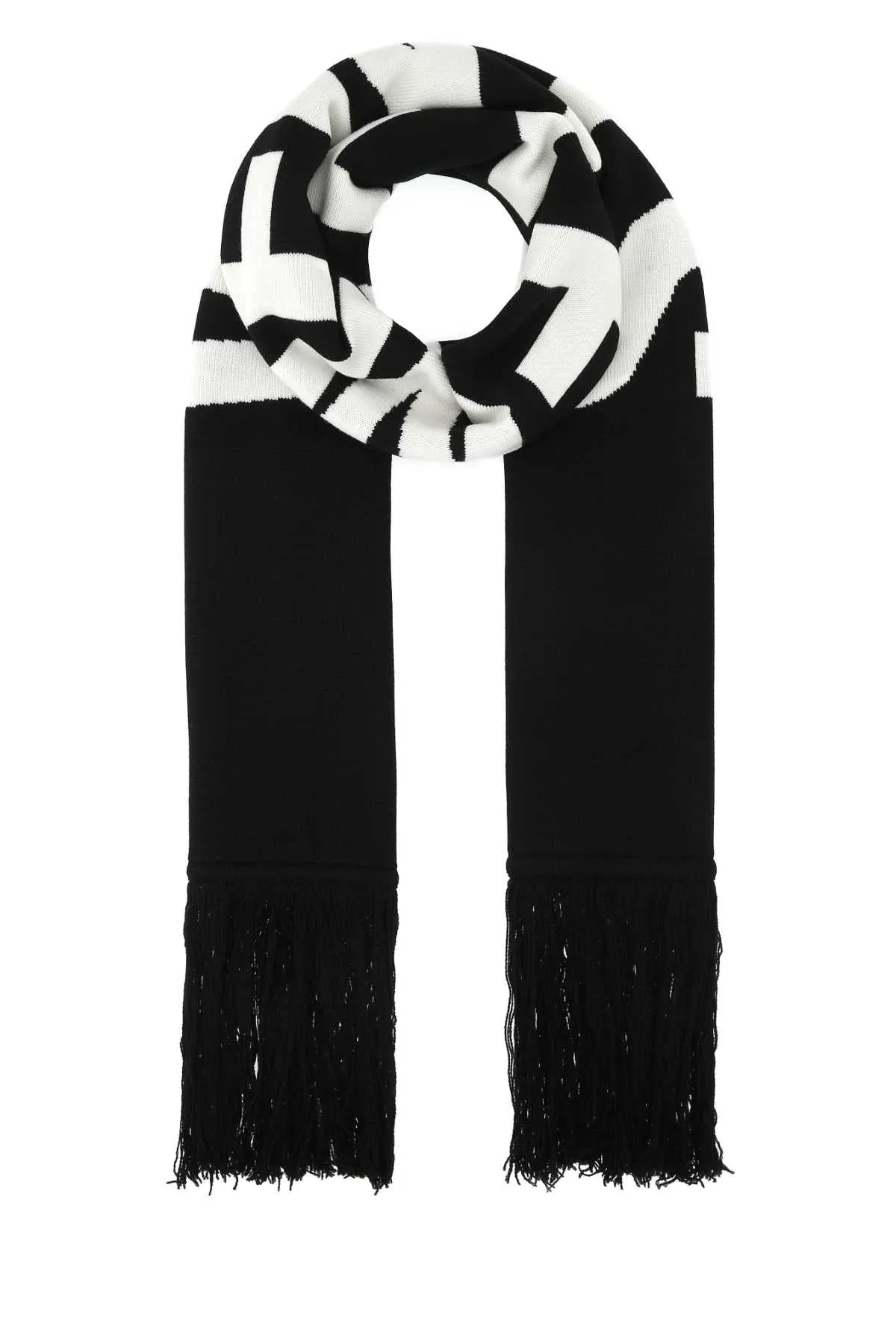 Vetements Logo Intarsia-Knit Fringed Scarf