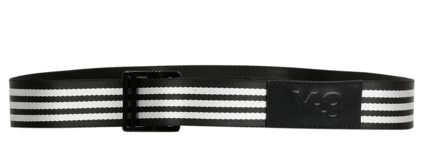 Y-3 Striped Logo Embossed Belt