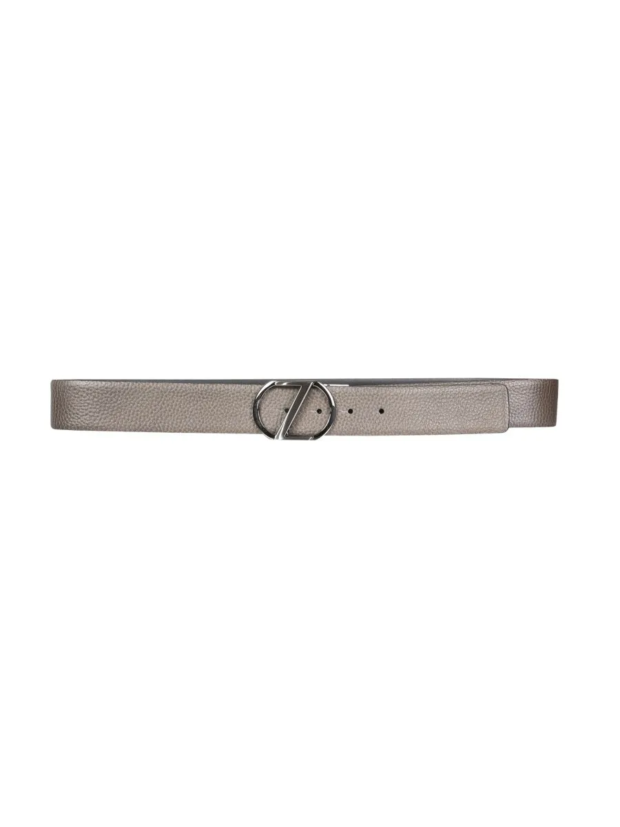 Z Zegna Logo Plaque Reversible Belt